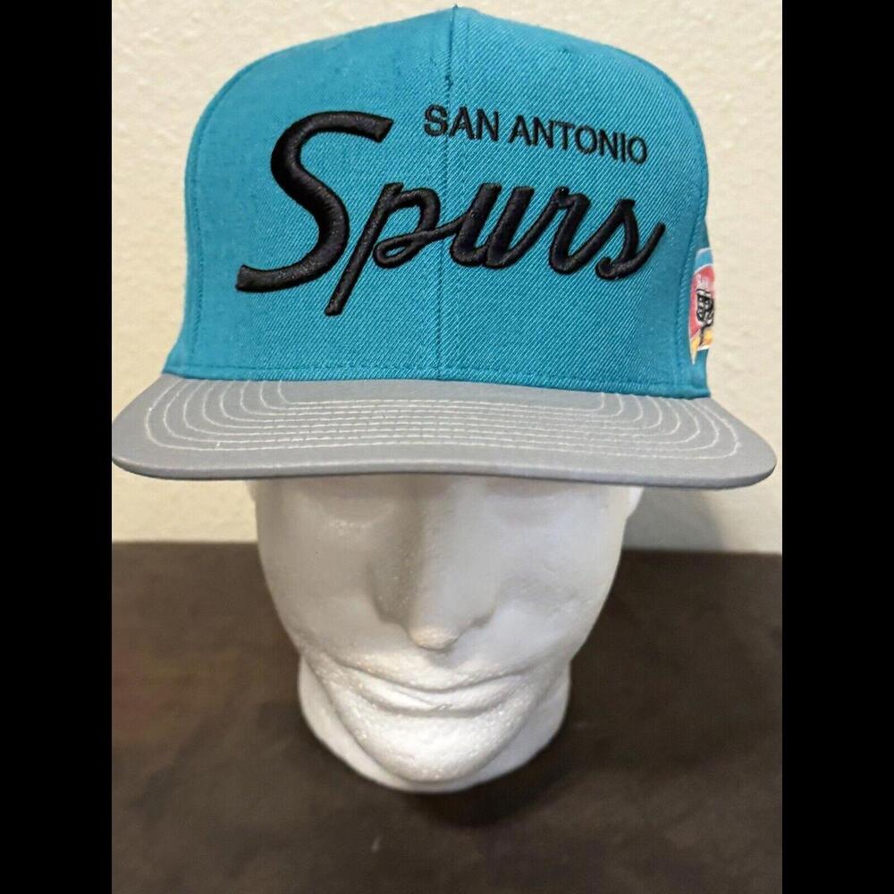 Mitchell & Ness San Antonio Spurs Hardwood SnapBack Adjustable Hat Blue NBA -EUC